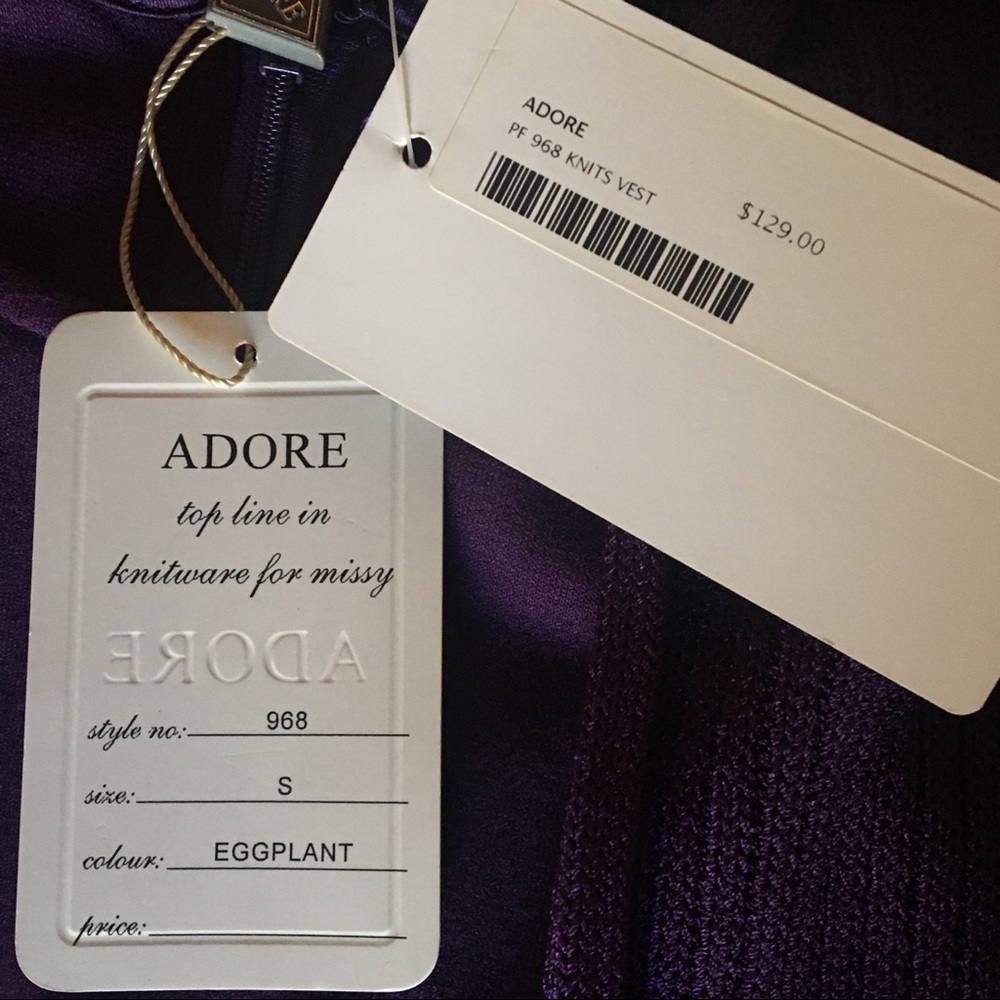 Purple cocktail dress; removable knit vest, Adore. - Picture 7 of 8